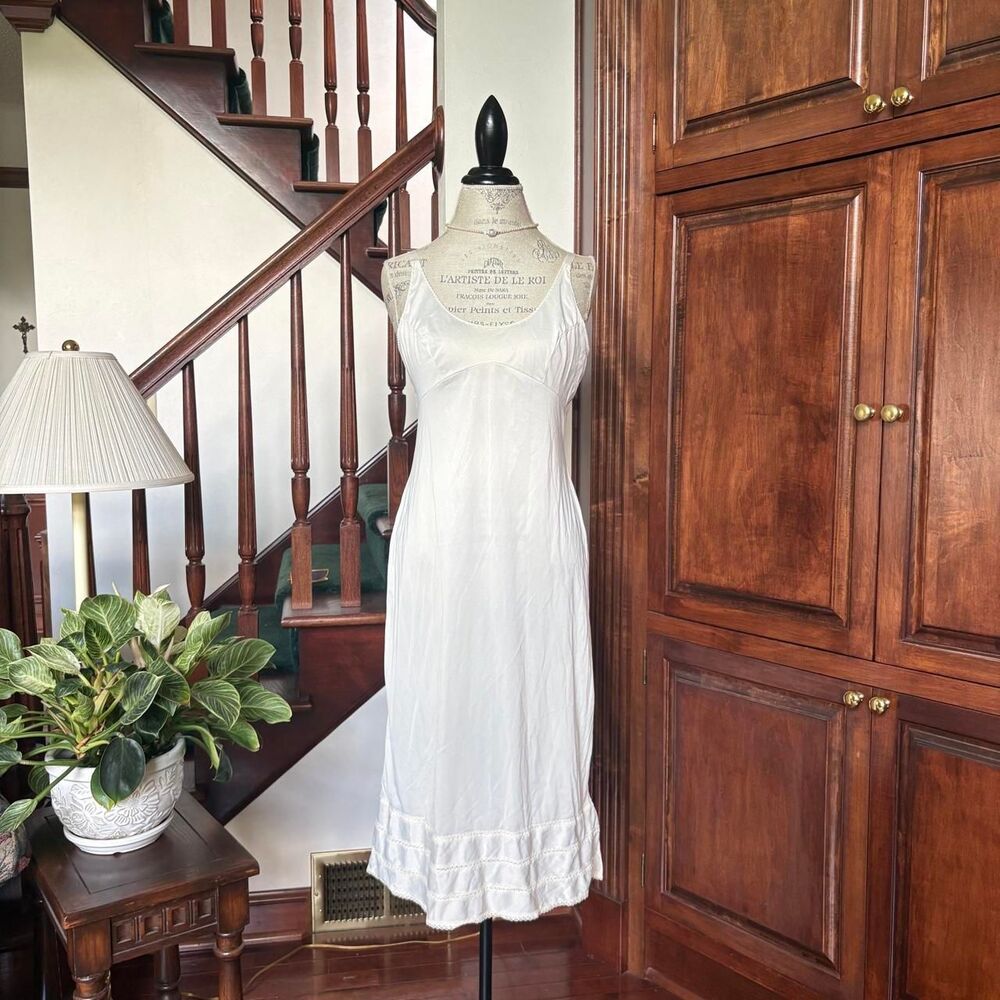 Vintage MCM Ivory Slip Dress Nightgown Elegant Cottagecore Country Boho
